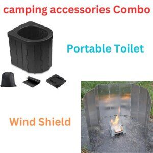 Portable Toilet Camping Toilet Portable & Hiking Outdoor Wind Shield Combo Pack